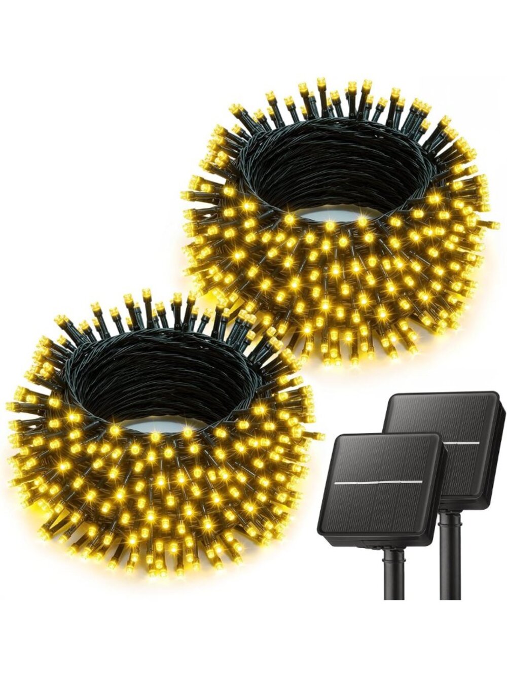 200 LED Solar String Lights - 2 Pack Outdoor Fairy Lights for Holiday Decor